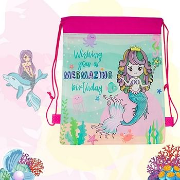 Drawstring Character Bags Pack of 10 Mermaid