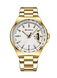 CURREN Men's Waterproof Stainless Steel BAnd With CalAnder Quartz Watch 8375 - 45 mm - Gold