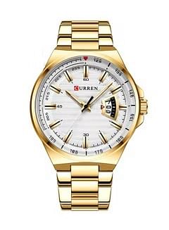 CURREN Men's Waterproof Stainless Steel BAnd With CalAnder Quartz Watch 8375 - 45 mm - Gold