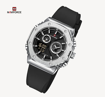 NAVIFORCE New Arrival 2023 NF9216T Casual Sport Men's Watch Digital Alarm Man Clock Durable Silicone Waterproof Luminous Men Quartz Wristwatches - S/B/Y