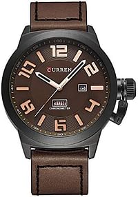 CURREN 8270 Men's Water Resistant Analog Watch - Chocolate and Black