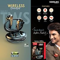 Sonilex Sl-bt147 Wireless Headset 24 Hours. Earbuds black