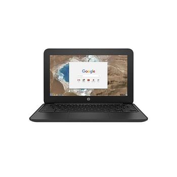 كمبيوتر محمول HP Chromebook 11 G5 EE بشاشة مقاس 11.6 بوصة ومعالج Intel Celeron وذاكرة وصول عشوائي 4 جيجابايت / و 16 جيجابايت eMMC وبطاقة رسومات إنتل عالية الدقة - أسود