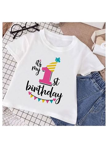 Its My 1st Birthday Party Boys and Girls Costume Tshirt Memorable Gift Idea Amazing Photoshoot Prop Pink