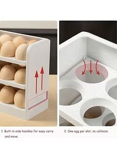 Egg Holder for Refrigerator,Egg Carrier Fit for Most Refrigerator Egg Storage Container Egg Organizer for Refrigerator Door 30 Eggs Space Saver