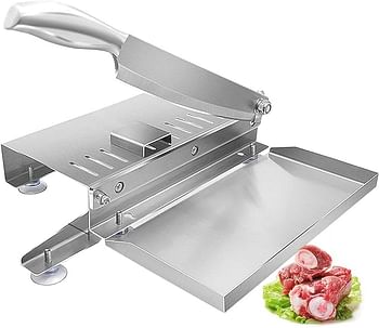 Bone Chopping Knife Frozen Meat Slicing Knife Guillotine, Stainless Steel Hot Pot Beef Roll Slicing Knife Household Frozen Meat Cutter with Non-slip Stable Feet