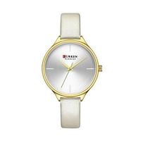 CURREN 9062 Leather Straps Wrist Watch For Women - White