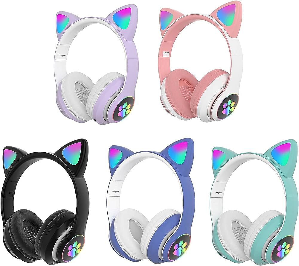 Over Ear Music Glowing Cat Ear Headphones - Multicolor