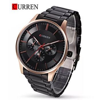 Curren 8282 Original Brand Stainless Steel Band Wrist Watch For Men / Black