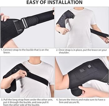 Shoulder Compression Sleeve for Pain Relief, Electric Heating Shoulder Pad Wrap Brace with 3 Heat Settings, Adjustable Physical Therapy Rotator Cuff Heating Pad for Men Women