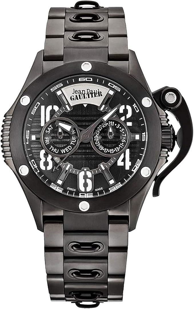 Jean Paul Gaultier JPG0105002 Round Shape Analog Stainless Steel Strap Watch for Men 44 mm - Black