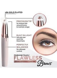 Eyebrow Trimmer With LED Light White/Gold 10.5x2.5x2.3cm
