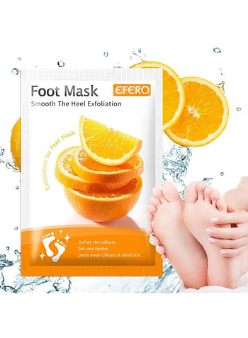 3 Pieces Foot Peeling and Exfoliating Mask, Dead Skin Removing Sock - Avocado, Orange, Peach