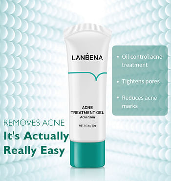 LANBENA Acne Treatment Cream Gel | Gel for Face to Shrink Pores, Clear Acne, Pimples, Breakouts and Repair Acne Skin - 20 ml