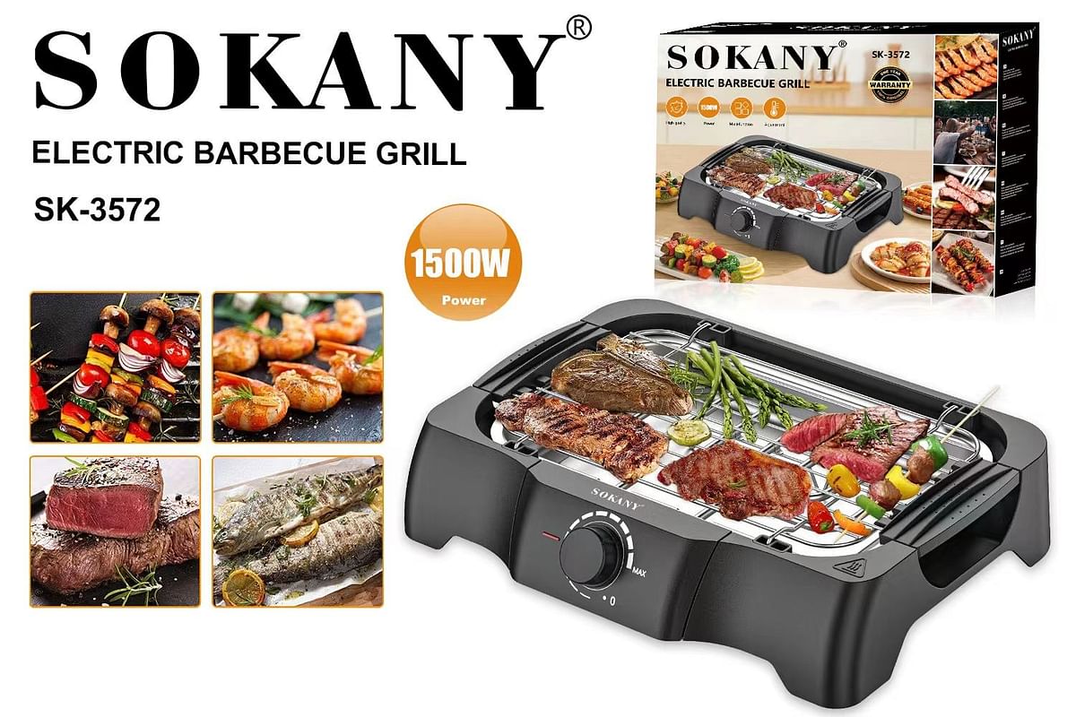 Sokany 3572 BG BBQ Grill Detachable Durable Stainless Steel Heating Elements Electric Bbq Grill