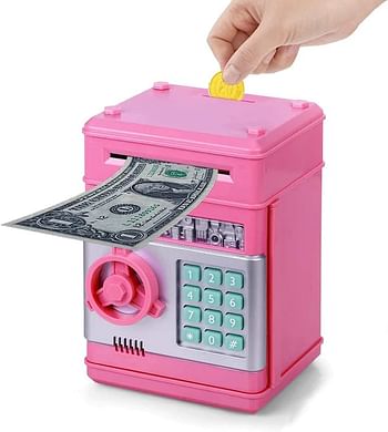UKR Piggy Bank Safe box Kids Pretend Play Bank Money Coins-Pink