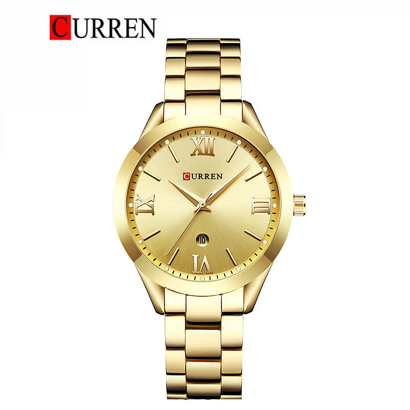 Curren9007 Original Brand Stainless Steel Band Wrist Watch For Women With Box