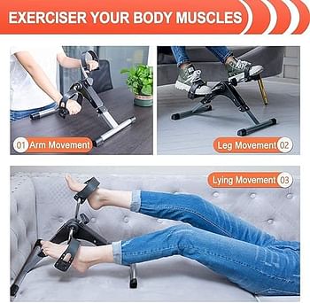 Mini Cycle Pedal Exerciser with Adjustable Resistance and Digital Display - Zorzel Suitable for Light Exercise of Legs & Arms, and Physiotherapy at Home