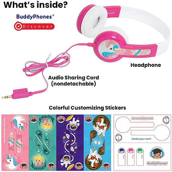 BUDDYPHONES Discover Non-Foldable Headphones - Pink