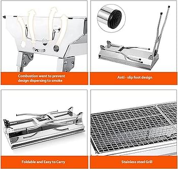 Grill Stainless Steel Folding Portable BBQ Tool Kits for Outdoor Cooking Camping Hiking Picnics Tailgating Backpacking or Any Outdoor