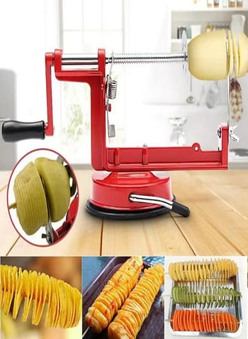 Potato Slicer And Potato Cutter Red Color Spiral Potato Slicer Red/Sliver