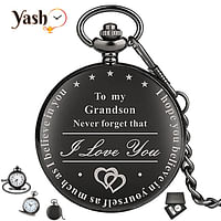 Yash Retro Style I Love You Quartz Pocket Watch For Grandson