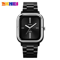 Skmei 2275 fashion Custom Logo male quartz watch latest Stainless steel band water resist Simple business reloj watch-Silver/Black