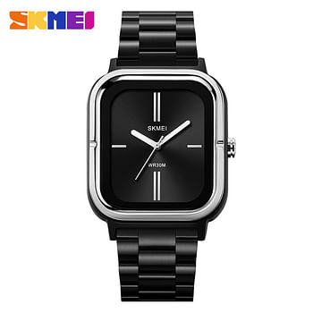 Skmei 2275 fashion Custom Logo male quartz watch latest Stainless steel band water resist Simple business reloj watch-Silver/Black