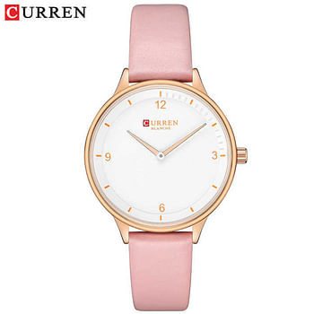 Curren 9039 Original Brand Leather Straps Wrist Watch For Women / Pink