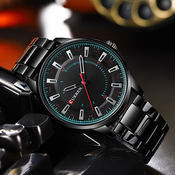 CURREN 8406 Stainless Steel Men Quartz Wristwatch Watches for Men Black & Green