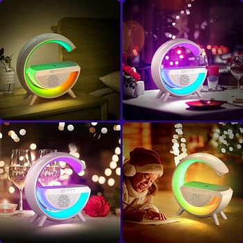 Wireless Charger Atmosphere Lamp, Portable LED Bluetooth Speaker Wireless Charger with Desk Lamp Bedside RGB Night Light, App Control Mini Music Lamp