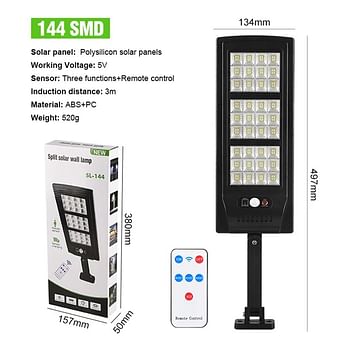 Solar LED Wall Lamp with Motion Sensor Outdoor Lights with Remote Control for Outdoor Garden Waterproof