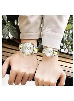 Curren 9090 Fashion Lovers Couple Handwatch غير القابل للصدأ حزام حركة كوارتز اليابانية ساعات تعيين مقاوم للماء