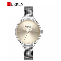 Curren 9062 Original Brand Mesh Band Wrist Watch For Women / Silver