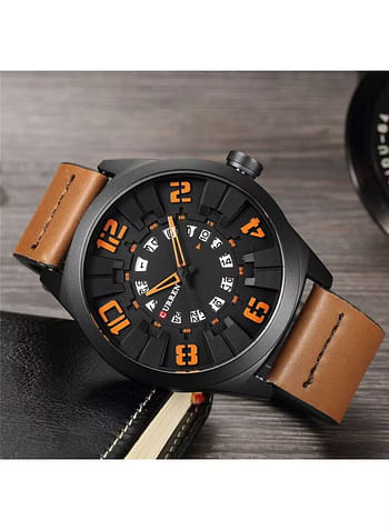 Curren 8258 Water Resistant Analog Watch for Men - Brown