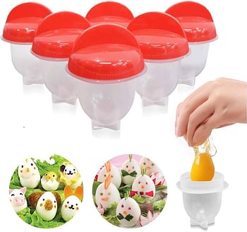 Silicone Egg Cooker, Hard Boiled Egg Maker 6 Pieces Silicone Egg Poachers, Boiled Egg Cooker without Shell