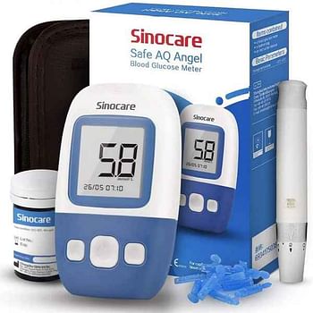 SINOCARE Safe AQ Angel Blood Glucose Monitoring System With 50 test Strips And 50 Lancets (Bundle)