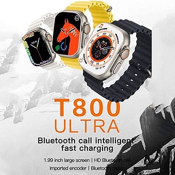 T800 Ultra Smart Watch | 1.99 infinite Display | 49mm 1.99" Screen | Heart Rate Monitor | Bluetooth Call | Motion Record | Android and iOS Compatible (Black)