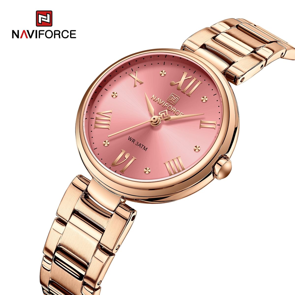 NAVIFORCE 5030 Original Stainless Steel Ladies Analog Women Watch RG/R