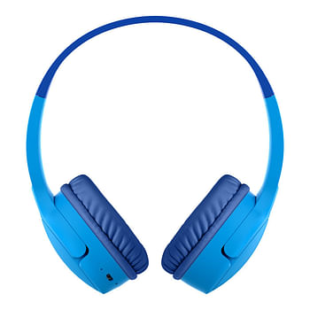 Belkin MINI Wireless On-Ear Headphones for Kids - Volume Safe at 85dB, Adjustable, Bluetooth 5.0 w/ Built-In Mic & Controls, 30 Hrs Battery Life, for On-line Class/Distance Learning - Blue