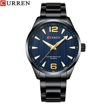 CURREN 8434 Stainless Steel Casual Analog Watch For Men Black & Blue