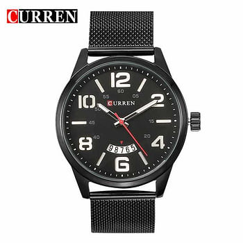 CURREN 8236 Original Brand Stainless Steel Band Wrist Watch For Men black