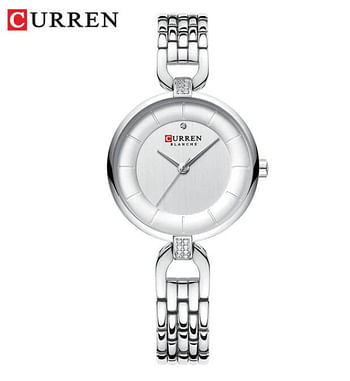 Curren 9052 Original Brand Stainless Steel Band Wrist Watch For Women / Silver