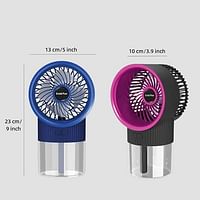 USB Portable Misting Fan, 3 Wind Speeds Spray Desk Fan with Night Light, 2400mAh Battery Operated Personal Fan, Summer Essentials Handheld Misting Fan for Home Travel Beach random color