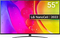 تلفزيون LG NanoCell   سلسلة NANO84 مقاس 55 بوصة ، تصميم شاشة سينما 4K نشيط تقنية HDR WebOS Smart AI ThinQ محلي تعتيم ، اسود ، 55NANO846QA-AMAE ، تلفزيون ذكي