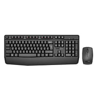 Promate PROCOMBO-14.E/A Wireless Keyboard and Mouse Combo, Ergonomic Angled 2.4Ghz with 1200 DPI, Ambidextrous Mouse, Wrist Rest, Nano USB Receiver, Media Keys, for iMac, MacBook Air, ASUS, Black