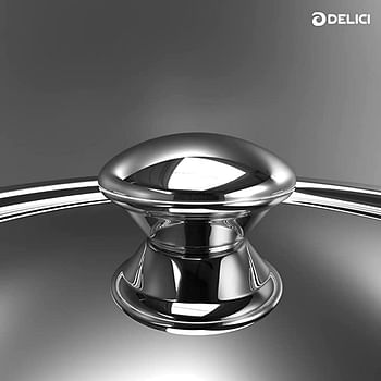 DELICI DTKP 24 Tri-Ply Stainless Steel Kadai Pan with Premium SS Handle