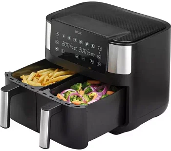 LOGIK L72AFB23 Air Fryer – Black & Silver 7.6 liters (3.6 liters + 3.6 liters)