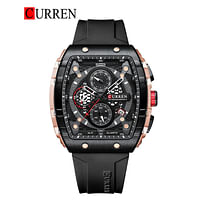 CURREN Original Brand Rubber Straps Wrist Watch For Men 8442 Black