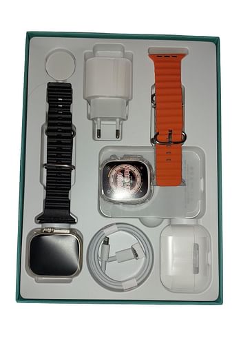 Generic P90 Unique Combination smartwatch with 3 straps Bluetooth earphone, External Battery and Adaptor charger Combo